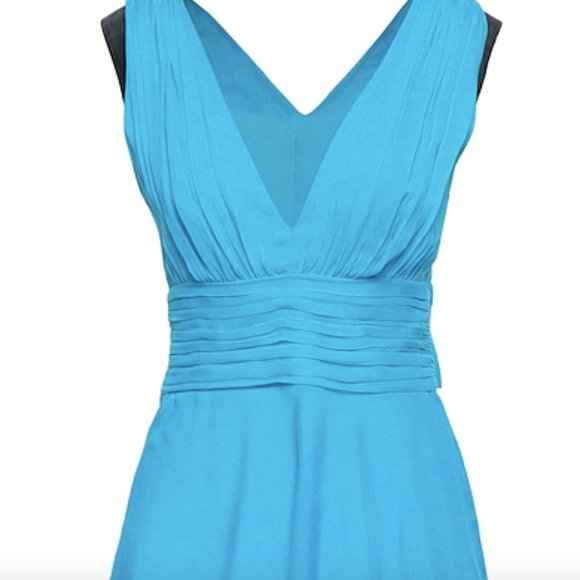 Emilio Pucci Gathered silk and cotton blend chiffon top azure size 8 - Picture 2 of 13